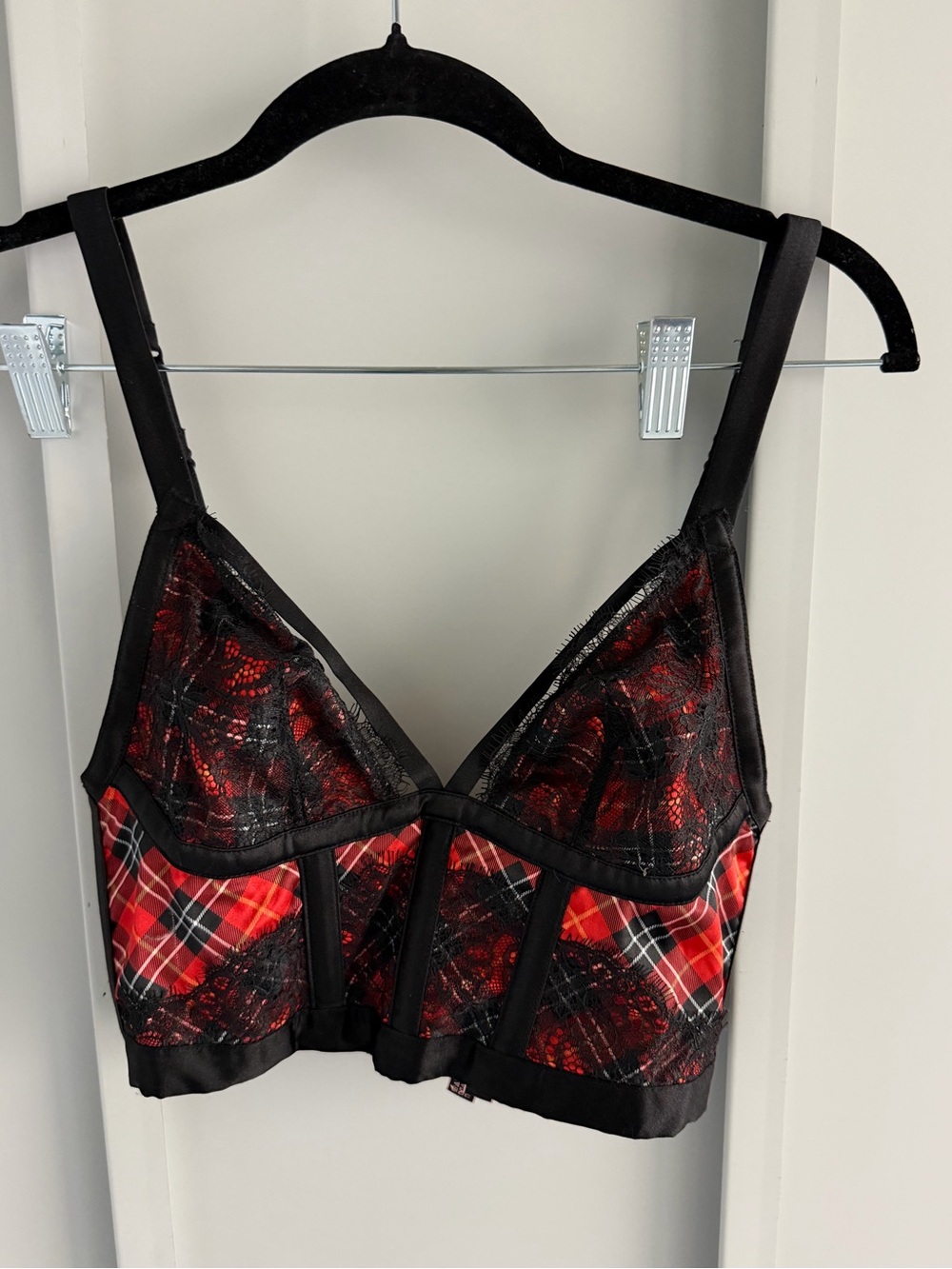 Victoria’s Secret Red Plaid Lace Lingerie Corset Top S New - Picture 2 of 8